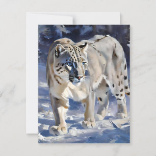 Snow Leopard Study B - Oils Holiday Card