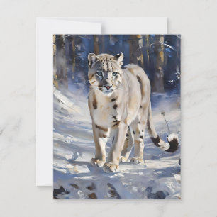 Snow Leopard Study C - Oils Holiday Card