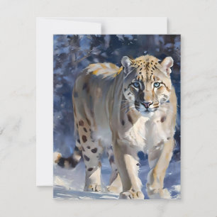 Snow Leopard Study D - Oils Holiday Card