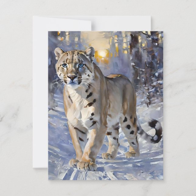 Snow Leopard Study E Holiday Card (Front)
