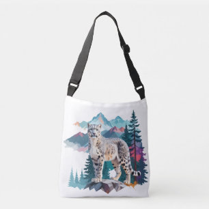 Snow Leopard Vector Art Animal In The Majestic  Crossbody Bag