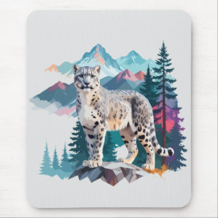 Snow Leopard Vector Art Animal In The Majestic  Mouse Mat