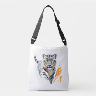 Snow Leopard Vector Art with Vibrant Colours Crossbody Bag