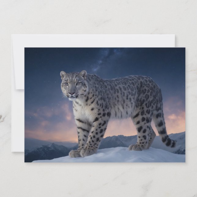 Snow Leopard Wild Majestic Animal A Starry Galaxy Announcement (Front)