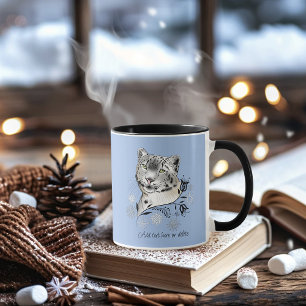 Snow Leopard Winter Elegance Blue Snowflakes Mug