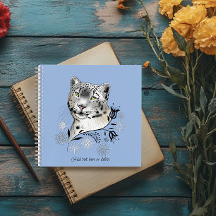 Snow Leopard Winter Elegance Blue Snowflakes Notebook