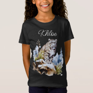 Snow Leopard Winter Mountain Personalised T-Shirt