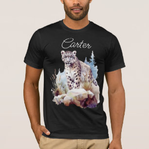Snow Leopard Winter Mountain Personalised T-Shirt