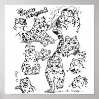 Snow Leopards Drawing Poster #1