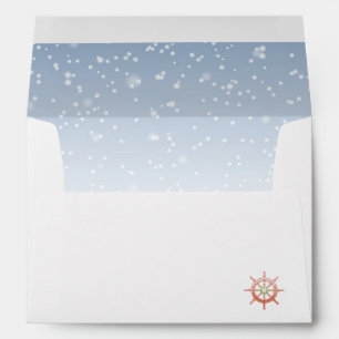 Snow lined nautical Christmas envelope