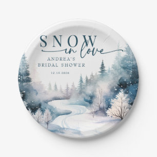 Snow Love Winter Forest Paper Plate