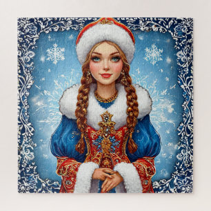 Snow maiden Beautiful Winter Portrait Jigsaw Puzzle