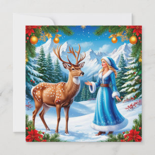 Snow Maiden Enchanting Winter Scene Invitation