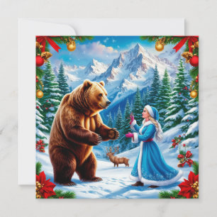 Snow Maiden Enchanting Winter Scene Thank You Card