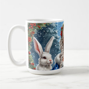 🎄 Snow Maiden Rabbit Winter Christmas Scene 🎄 Coffee Mug