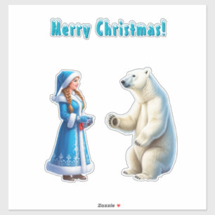 Snow Maiden with Festive Decor and Polar Bear