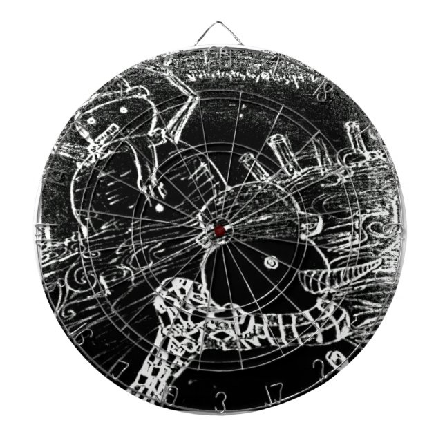 Snow man and Yaie in black Christmas Dartboard (Front)