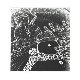 Snow man and Yaie in black Christmas Notepad