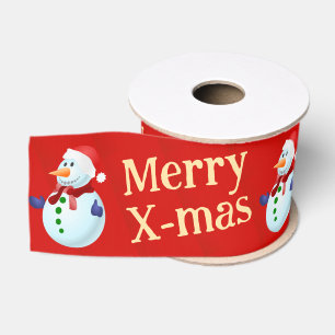 Snow man grosgrain ribbon