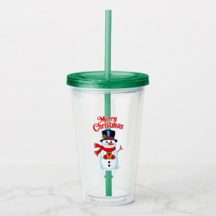 Snow man hat Christmas hat Acrylic Tumbler