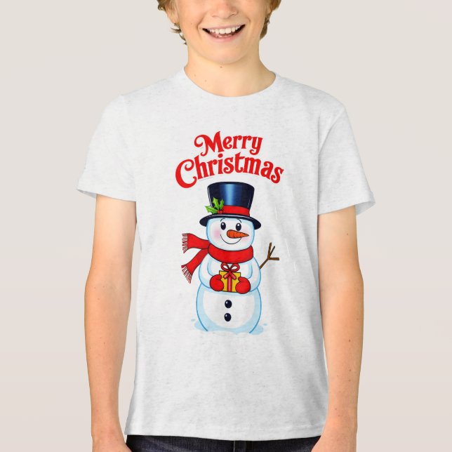 Snow man hat Christmas hat Tri-Blend Shirt (Front)