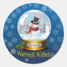 Snow Man in a Snow Globe Sticker Round
