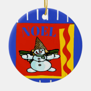 Snow Man,  Noel, add, edit text Ceramic Tree Decoration
