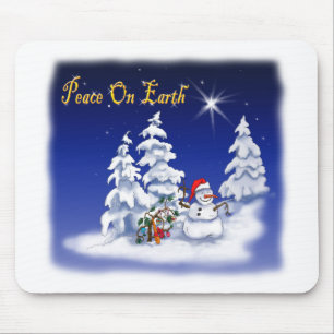 snow man peace on earth mouse mat