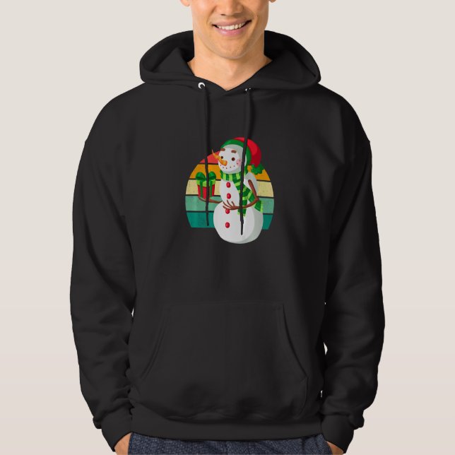 Snow Man Santa Christmas Tree Lights Xmas Teens Hoodie (Front)