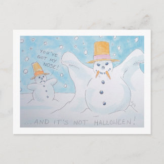 Snow man vampire postcard