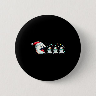 Snow Man Xmas Tee Snowman Gamer  6 Cm Round Badge
