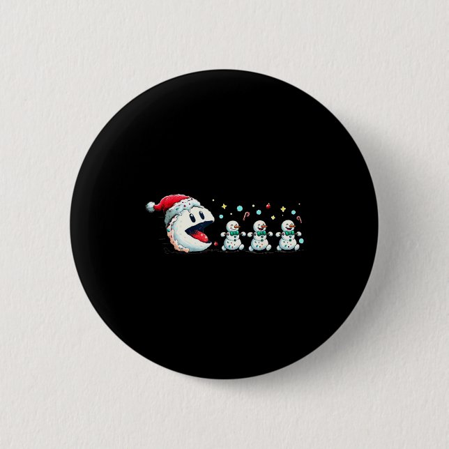Snow Man Xmas Tee Snowman Gamer  6 Cm Round Badge (Front)