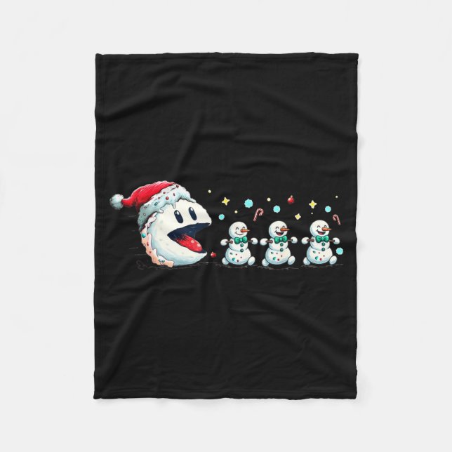 Snow Man Xmas Tee Snowman Gamer  Fleece Blanket (Front)