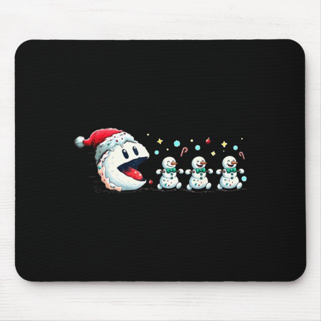 Snow Man Xmas Tee Snowman Gamer  Mouse Mat (Front)