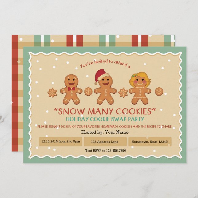 Snow Many Cookies "Cookie Swap" party invitation (Front/Back)