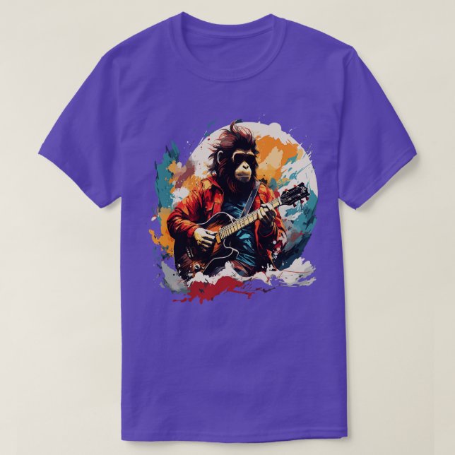 Snow Monkey Playing Guitar T-Shirt (Design Front)