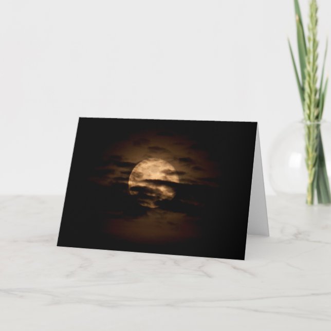 Snow Moon with Clouds Card (Front)