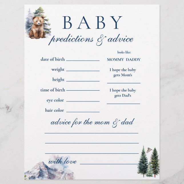 Snow Mountain Bear Adventure Predictions Advice Flyer (Front)