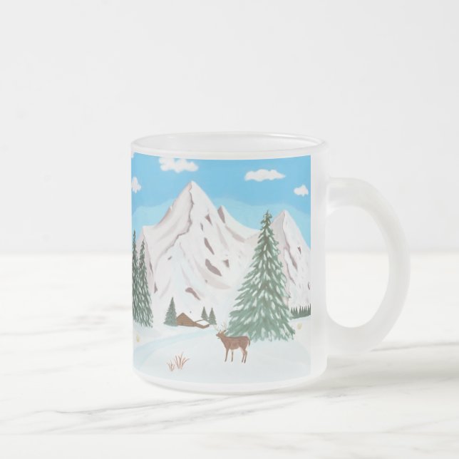 Snow Mountain Frosted Glass Mug (Right)