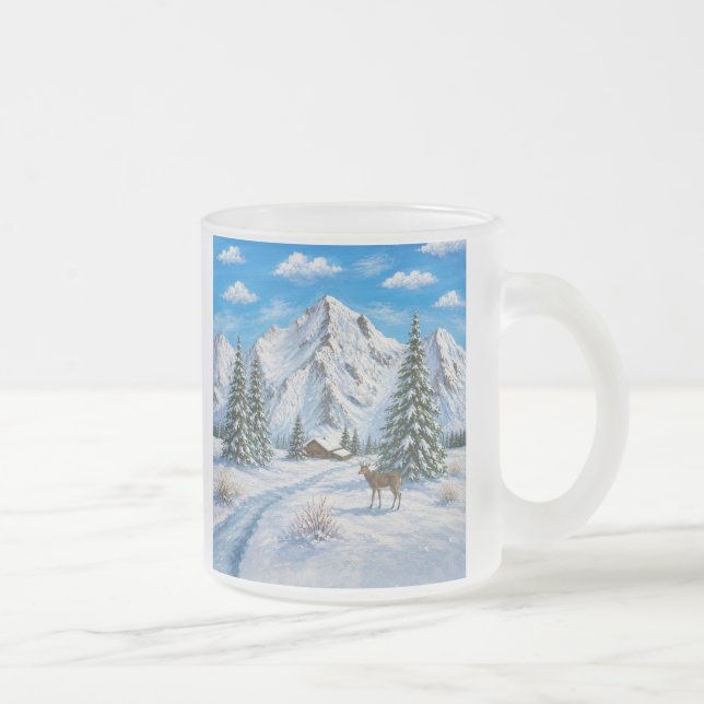 Snow Mountain Frosted Glass Mug (Right)