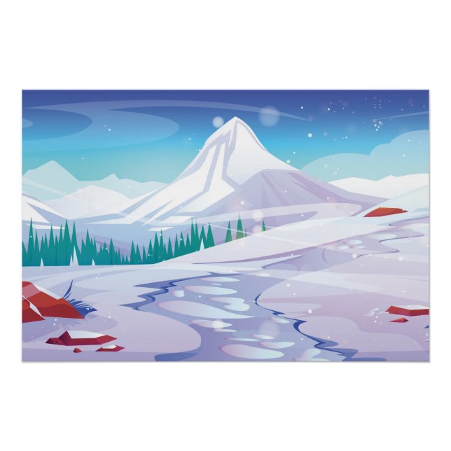 Snow mountain landscape poster (Front)