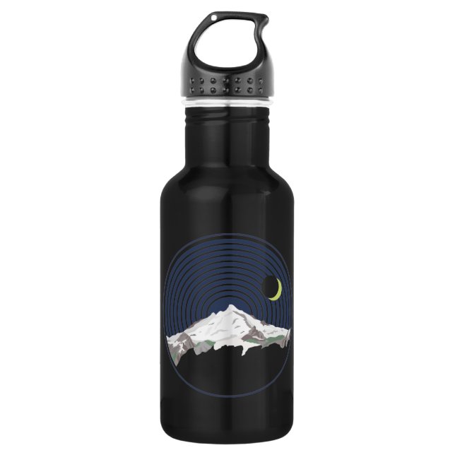 Snow mountain peak at night 532 ml water bottle (Front)
