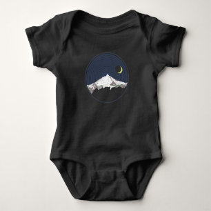 Snow mountain peak at night baby bodysuit
