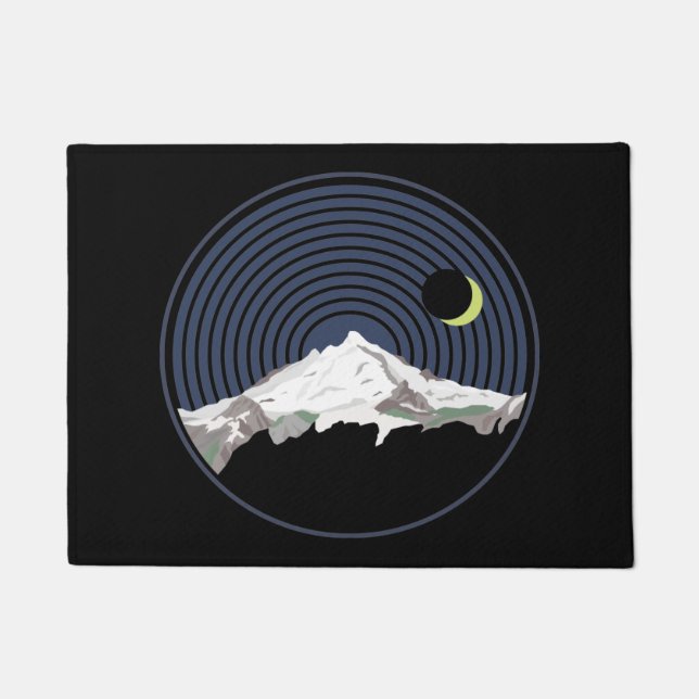 Snow mountain peak at night doormat (Front)
