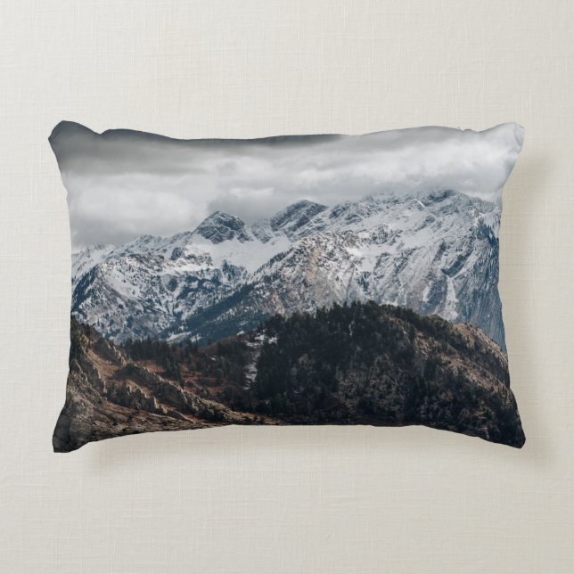 SNOW MOUNTAIN RANGE WALLPAPER DECORATIVE CUSHION (Front)