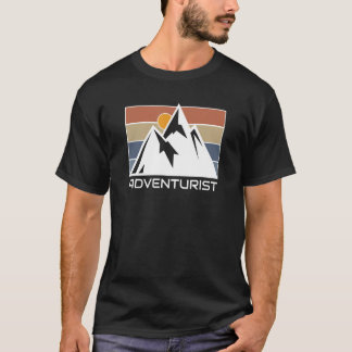 snow mountain retro sunset landscape hikers graphi T-Shirt