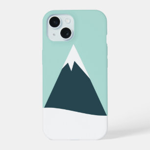Snow Mountain Scandinavian Winter Minimalist Blue iPhone 15 Case