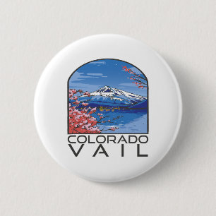 Snow Mountain Vail Colorado Winter Vacation Skiing 6 Cm Round Badge