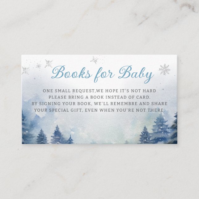 Snow Mountain Winter Baby Shower Book for baby  Enclosure Card (Front)