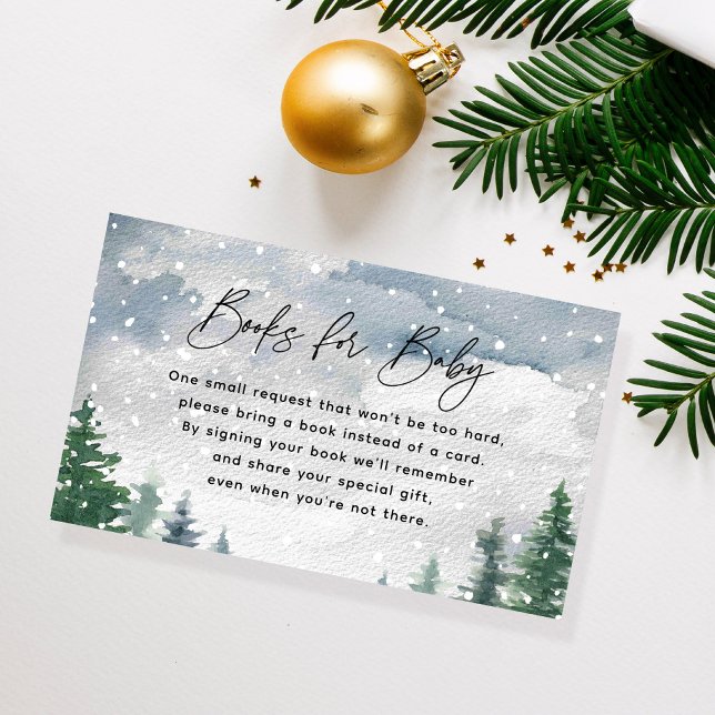 Snow Mountain Winter Baby Shower Book Request Enclosure Card (Creator Uploaded)